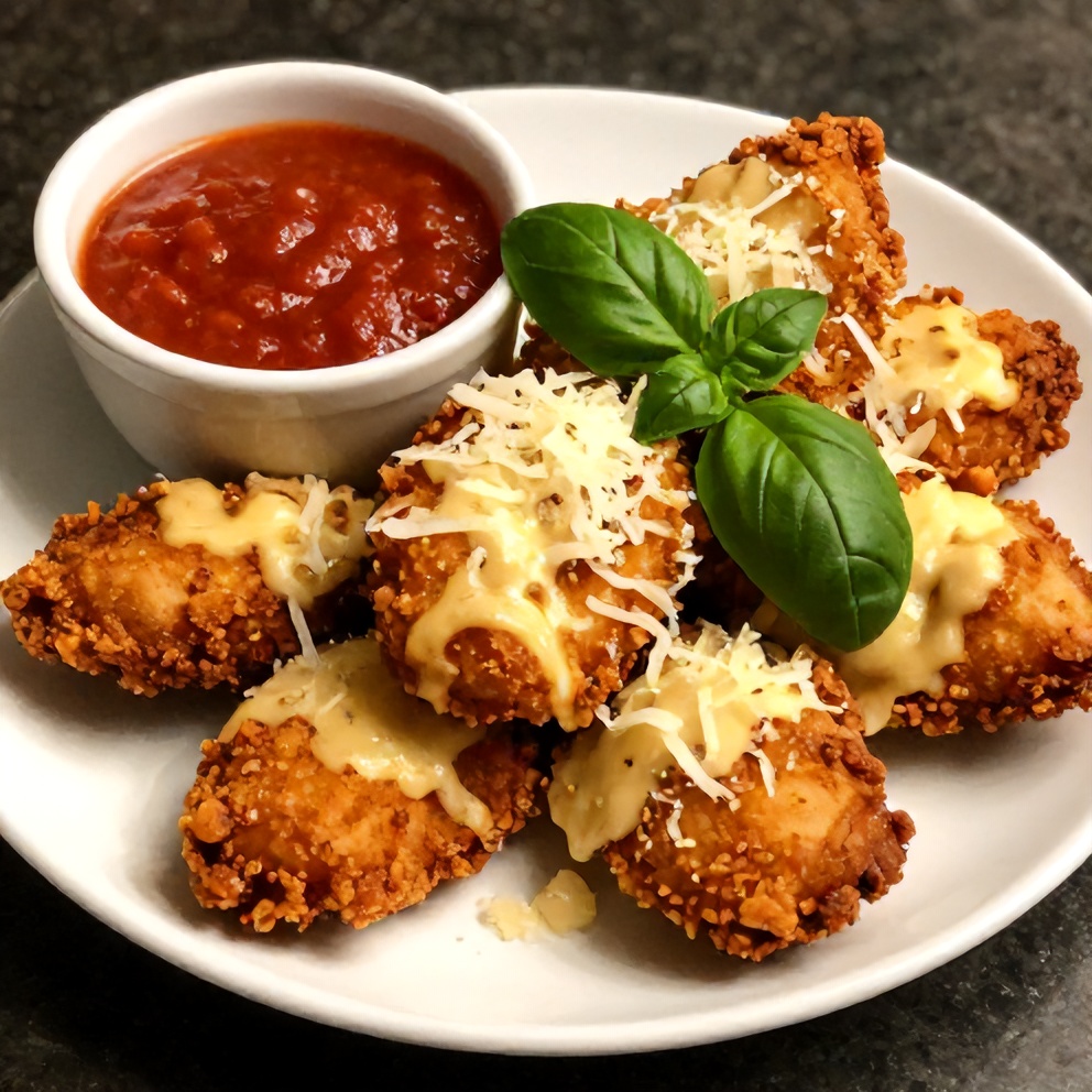 Plated Air Fryer Chicken Parmesan Bites