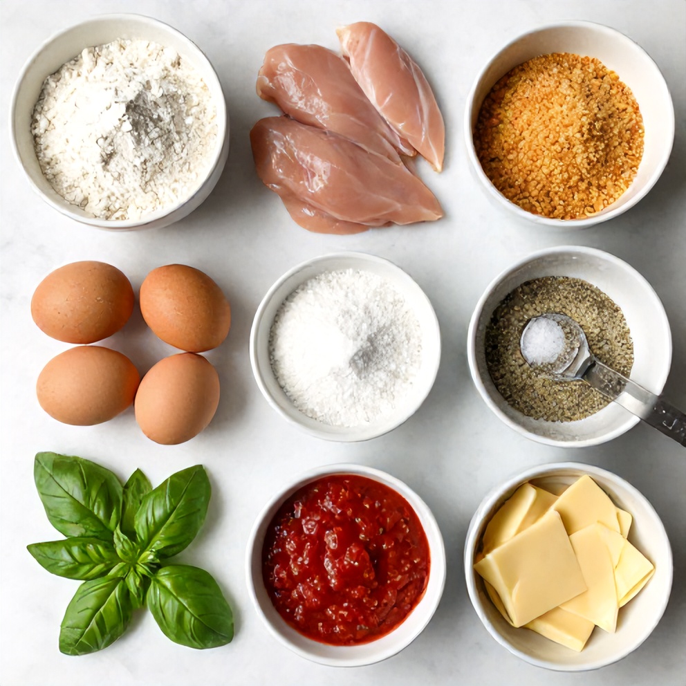 Raw Ingredients for Air Fryer Chicken Parmesan Bites