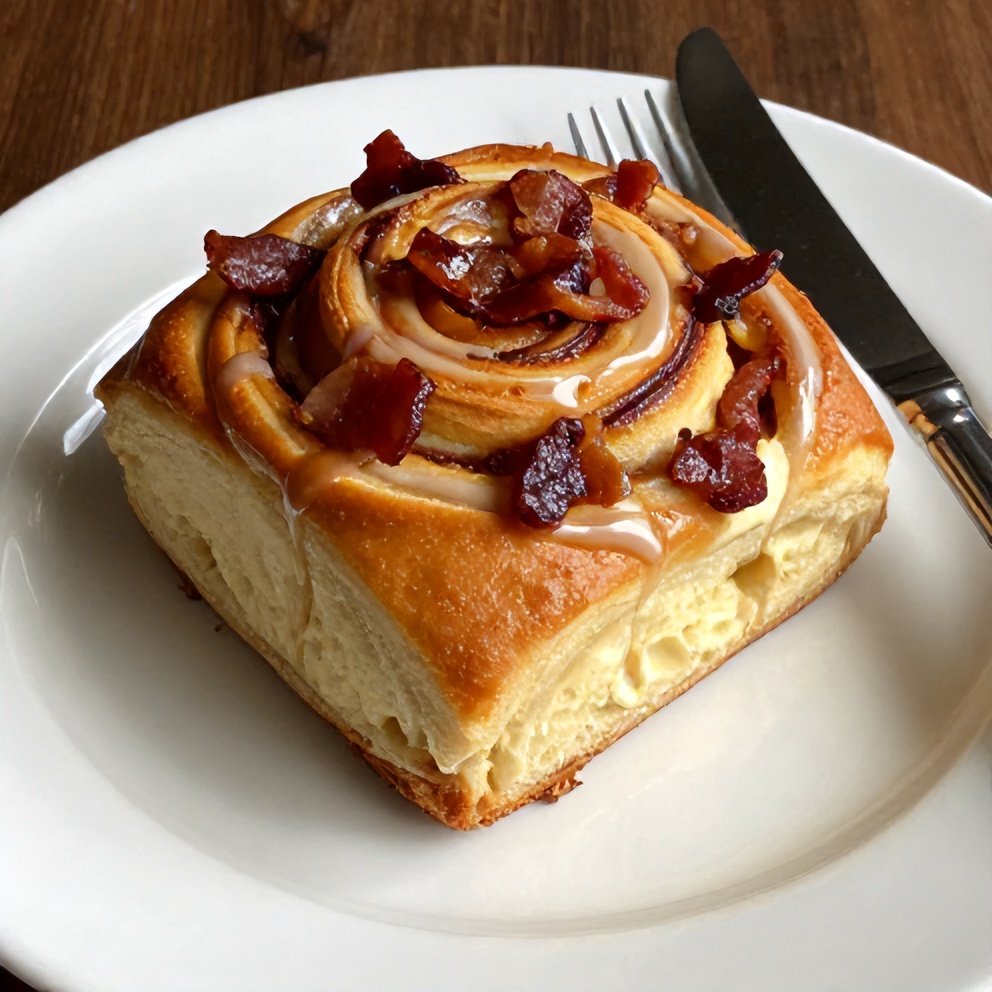 Bourbon Maple Bacon Cinnamon Rolls with Candied Bacon