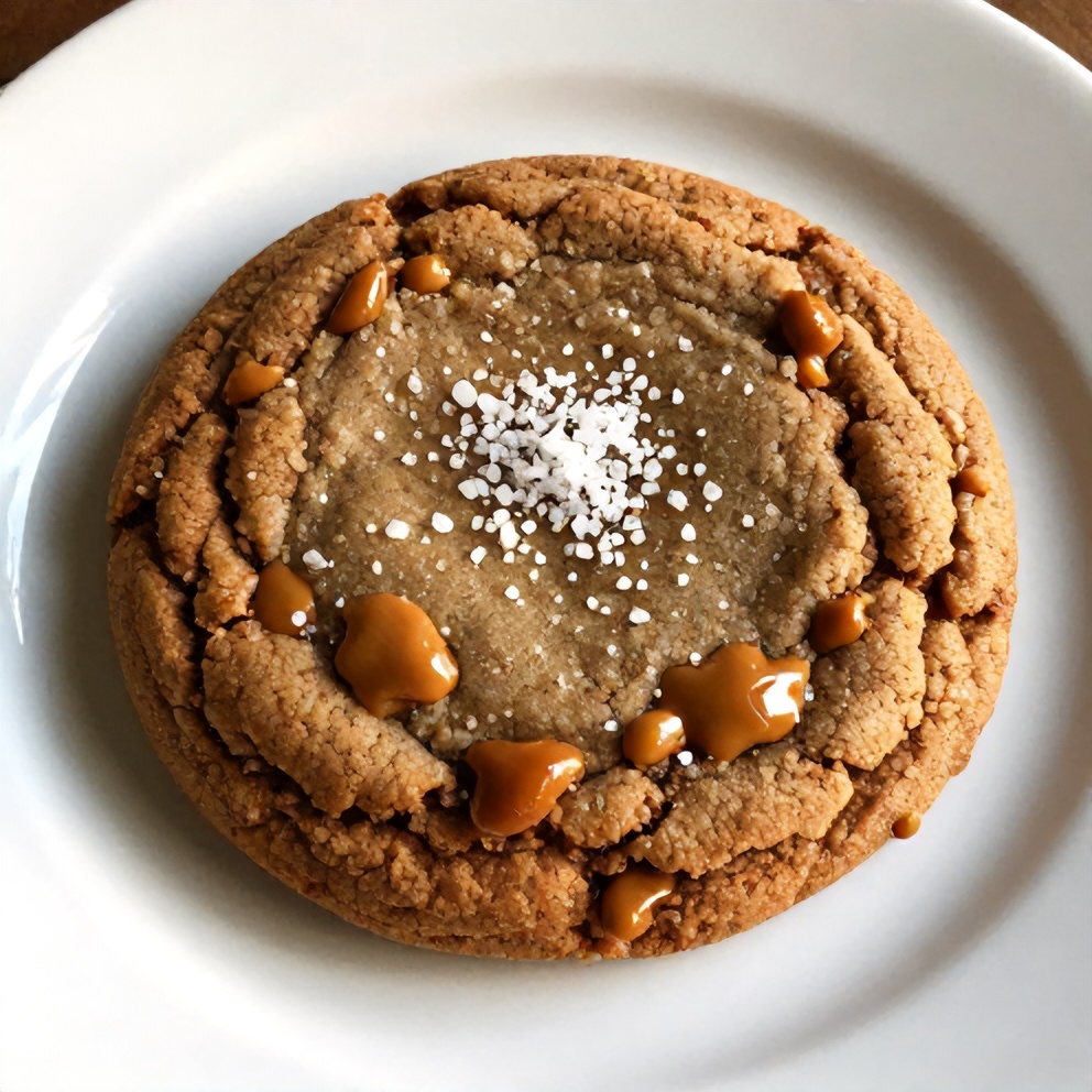 Plated Brown Butter Coffee Toffee Cookies with Sea Salt Topping