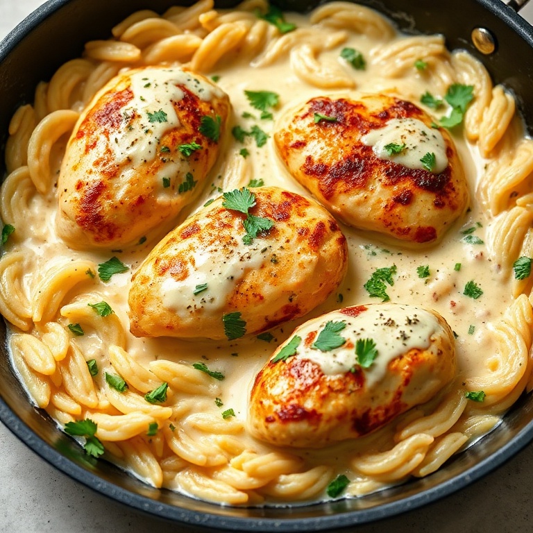 Cajun Chicken Alfredo Orzo Skillet