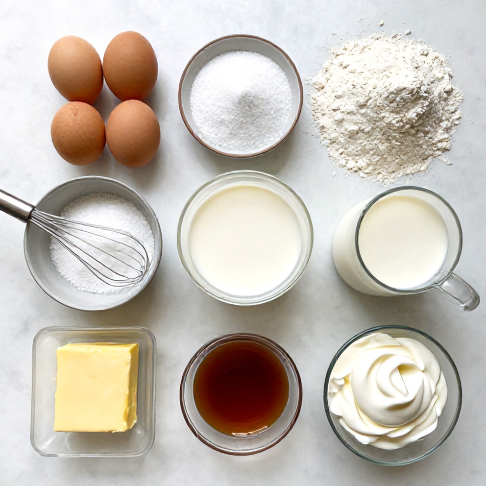 Raw Ingredients for Boston Cream Pie