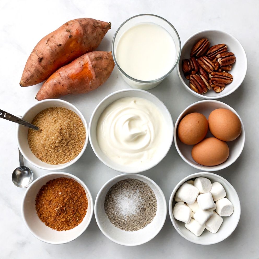Raw Ingredients for Classic Sweet Potato Casserole