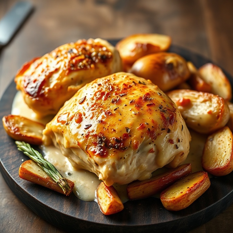 creamy baked dijon chicken thighs