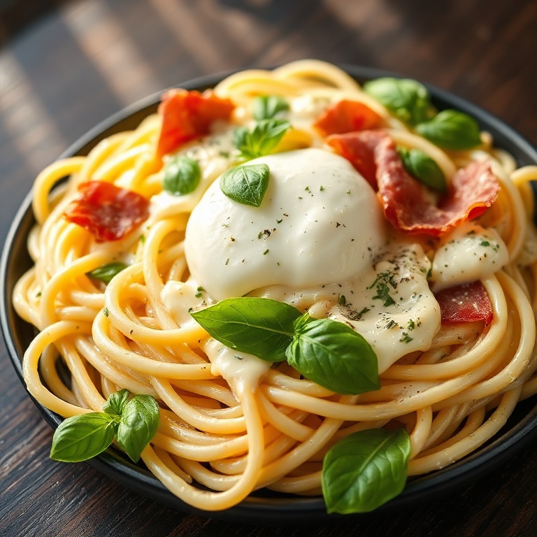 creamy basil and garlic pasta