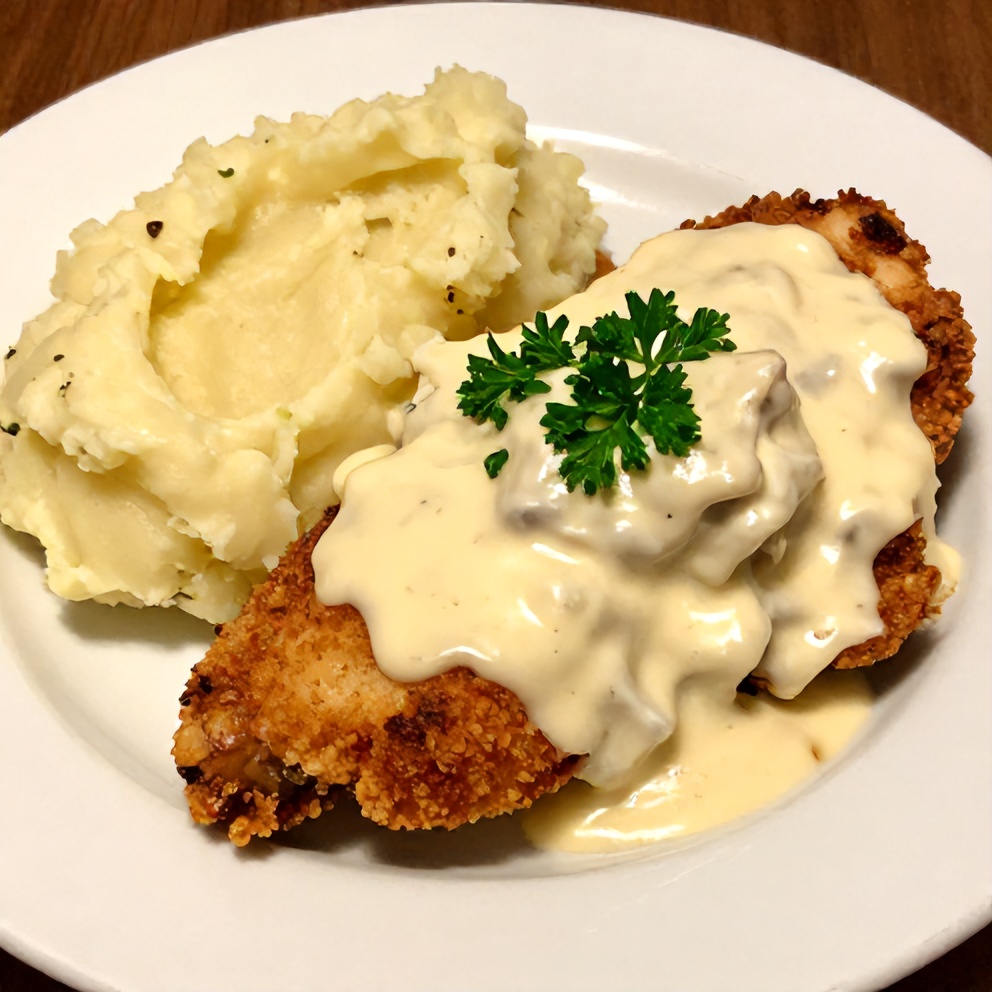 Plate of Creamy Boursin Chicken with a side of mashed potatoes