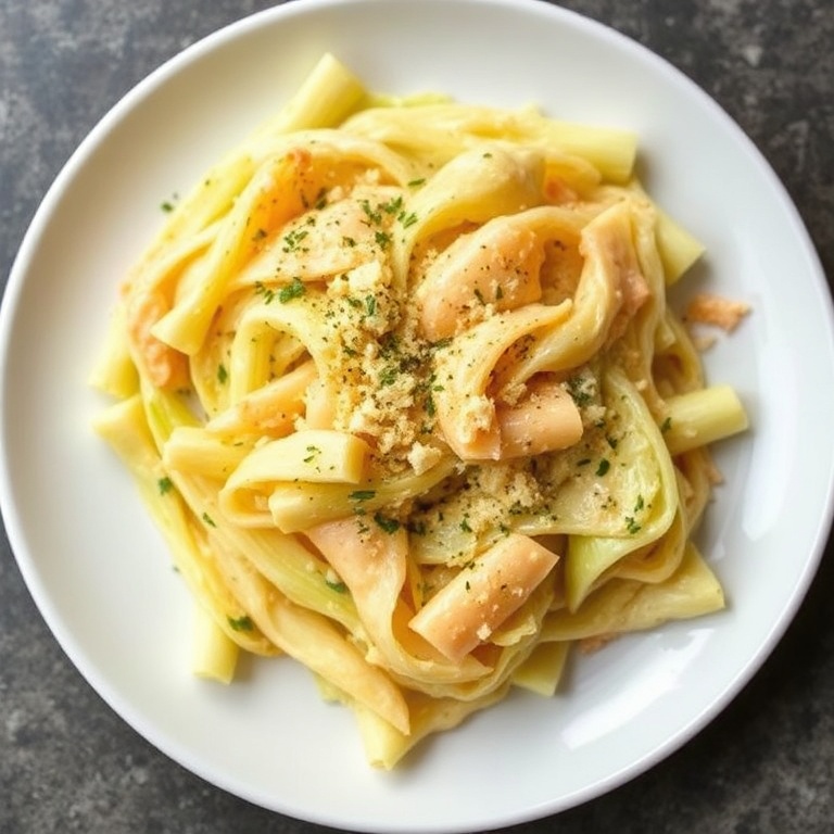 A plate of creamy Cajun Parmesan cabbage with a sprinkle of Parmesan and herbs. The dish is perfectly plated and ready to serve.