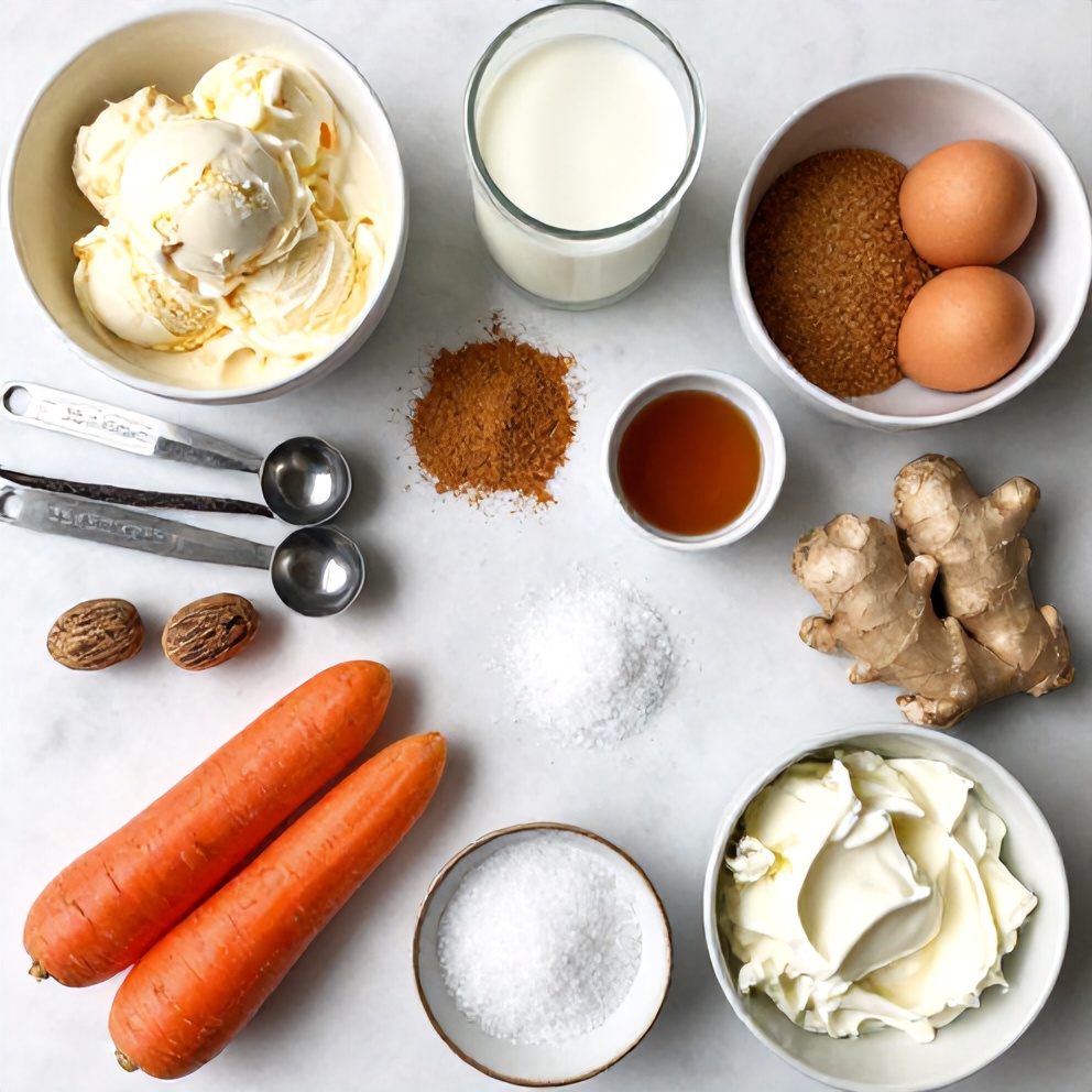 Raw Ingredients for Creamy Carrot Cake Ice Cream