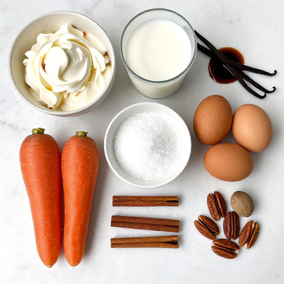 Raw ingredients for carrot cake ice cream