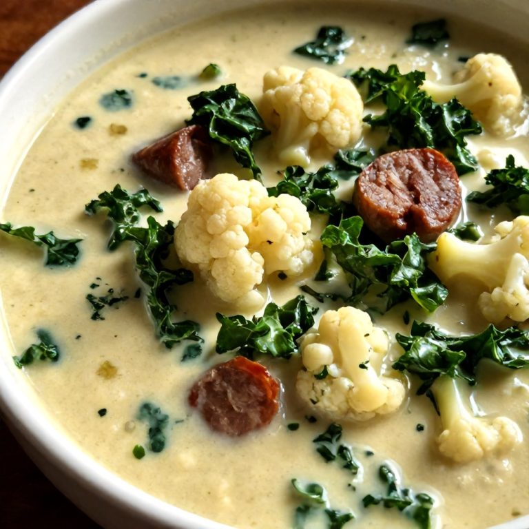 creamy cauliflower sausage kale soup