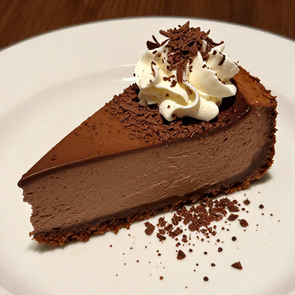Sliced Chocolate Orange Cheesecake on a plate