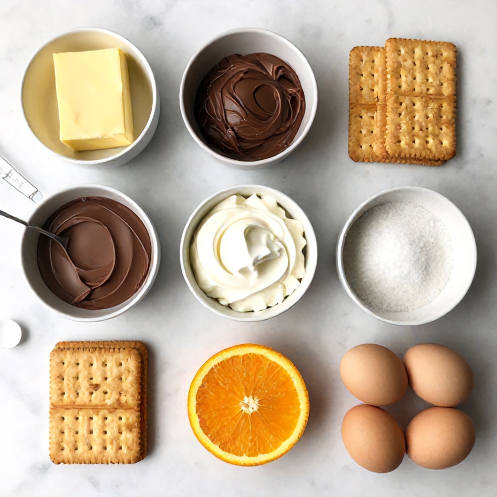 Raw ingredients for Chocolate Orange Cheesecake
