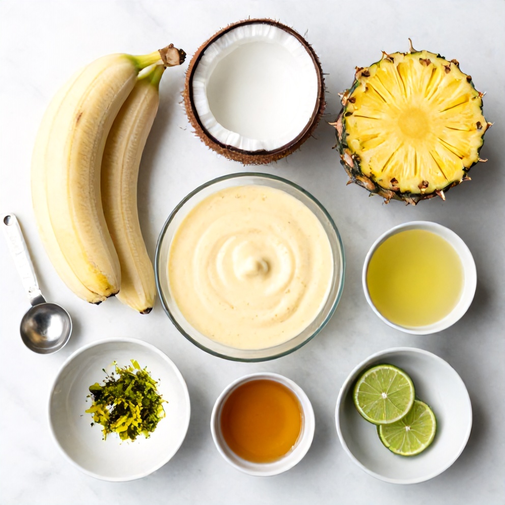 Raw ingredients for Coconut Key Lime Pie Smoothie