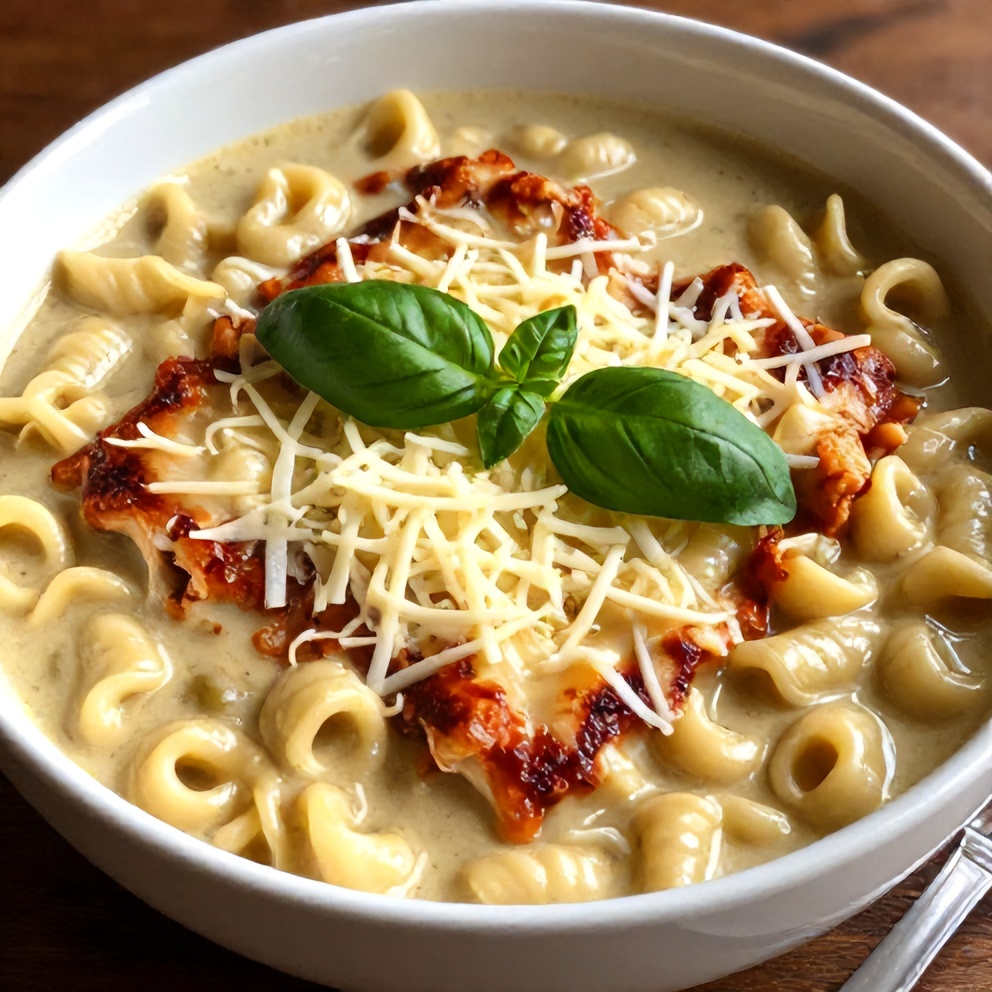 Creamy Crock Pot Chicken Parmesan Soup with Tortellini
