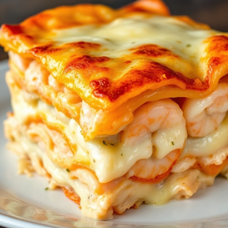 Creamy Garlic Butter Shrimp Lasagna