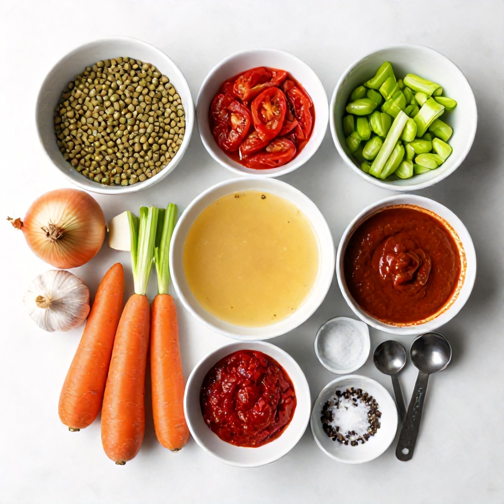 Ingredients for Creamy Moroccan Harissa Lentil Soup