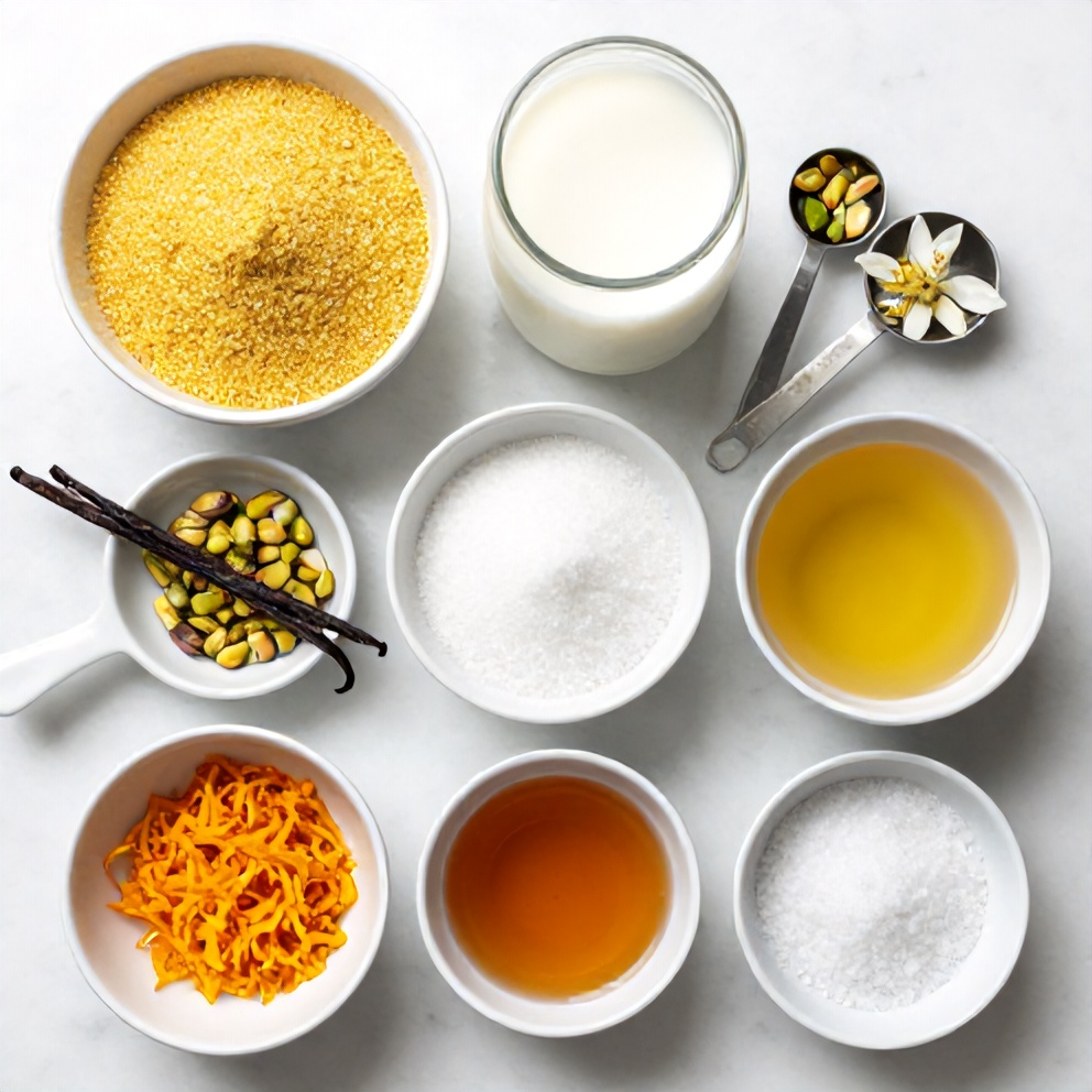 Raw ingredients for Orange Blossom Semolina Pudding