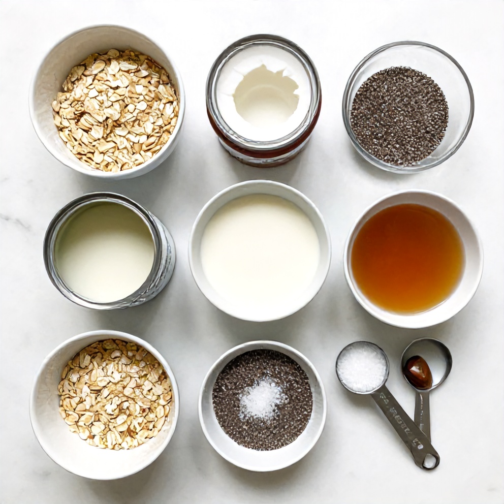 Raw ingredients for Pandan Coconut Overnight Oats