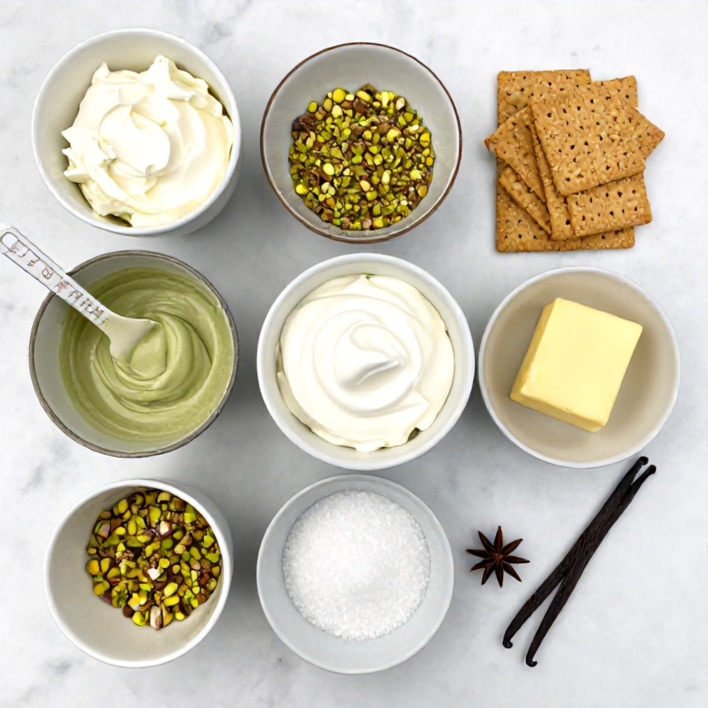 Raw Ingredients for Pistachio Cheesecake