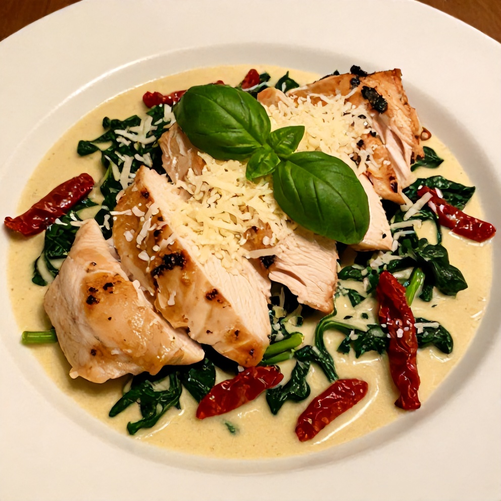 Plated Creamy Tuscan Chicken