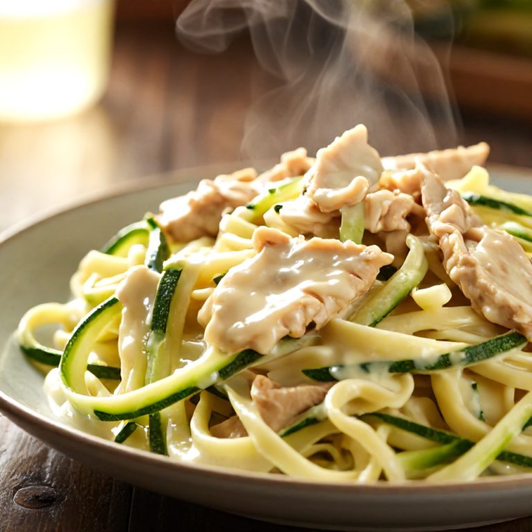 Creamy Zucchini Noodle Chicken Alfredo