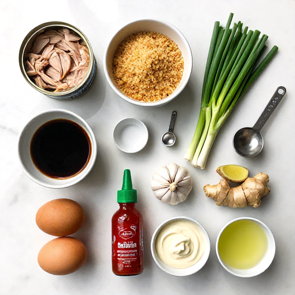 Raw ingredients for Asian Tuna Cakes
