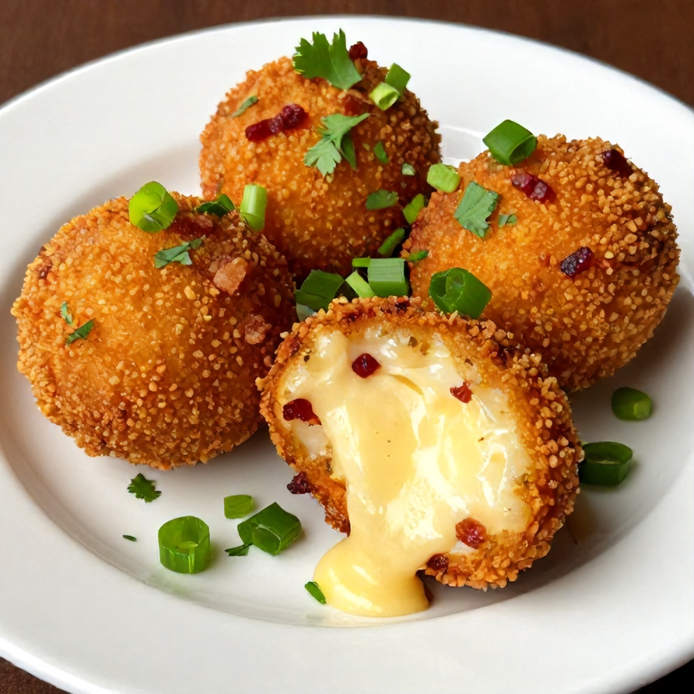 Plated Buffalo Chicken Bacon Mozzarella Bombs with ranch dressing