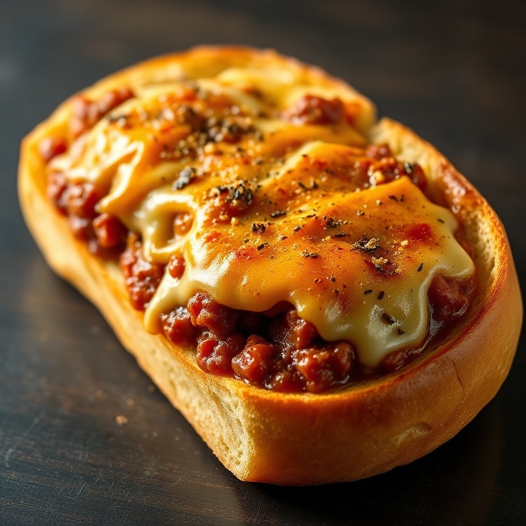 Crispy Cheesy Sloppy Joe Garlic Bread