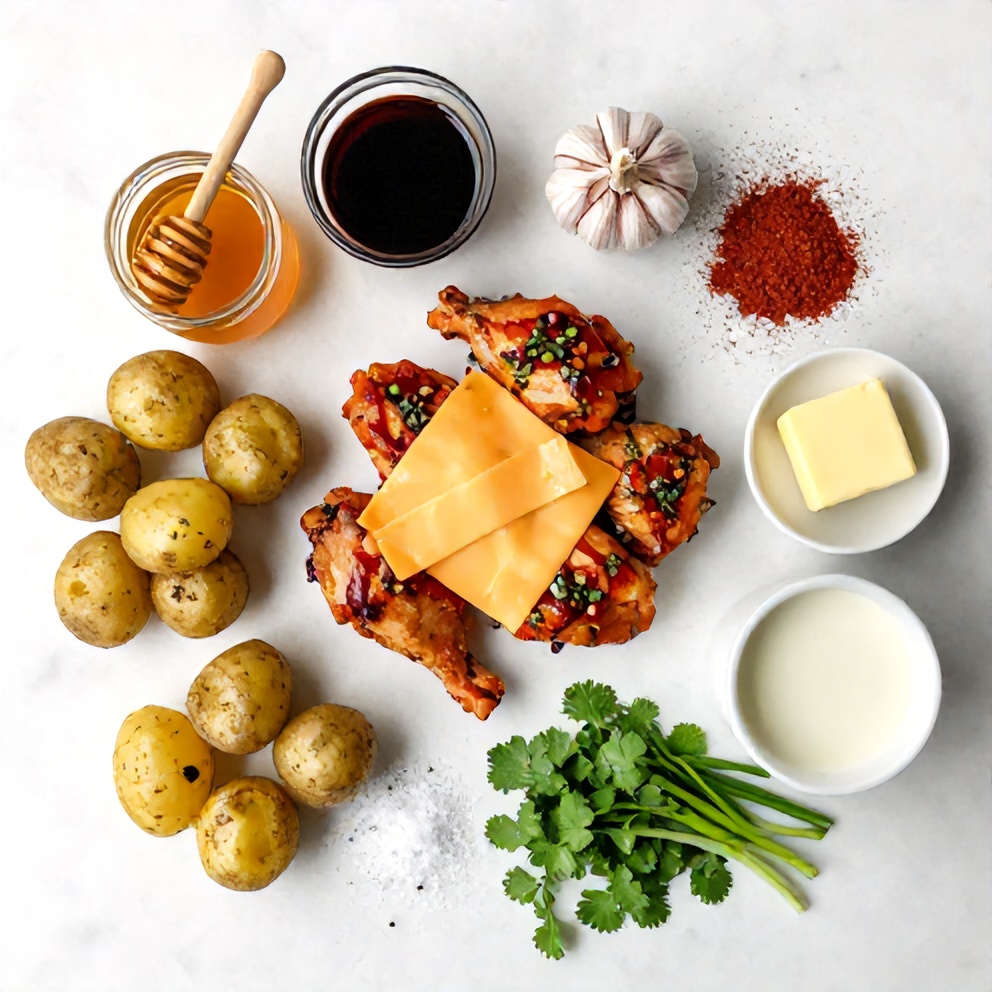Raw Ingredients for Crispy Chipotle Honey Chicken Thighs