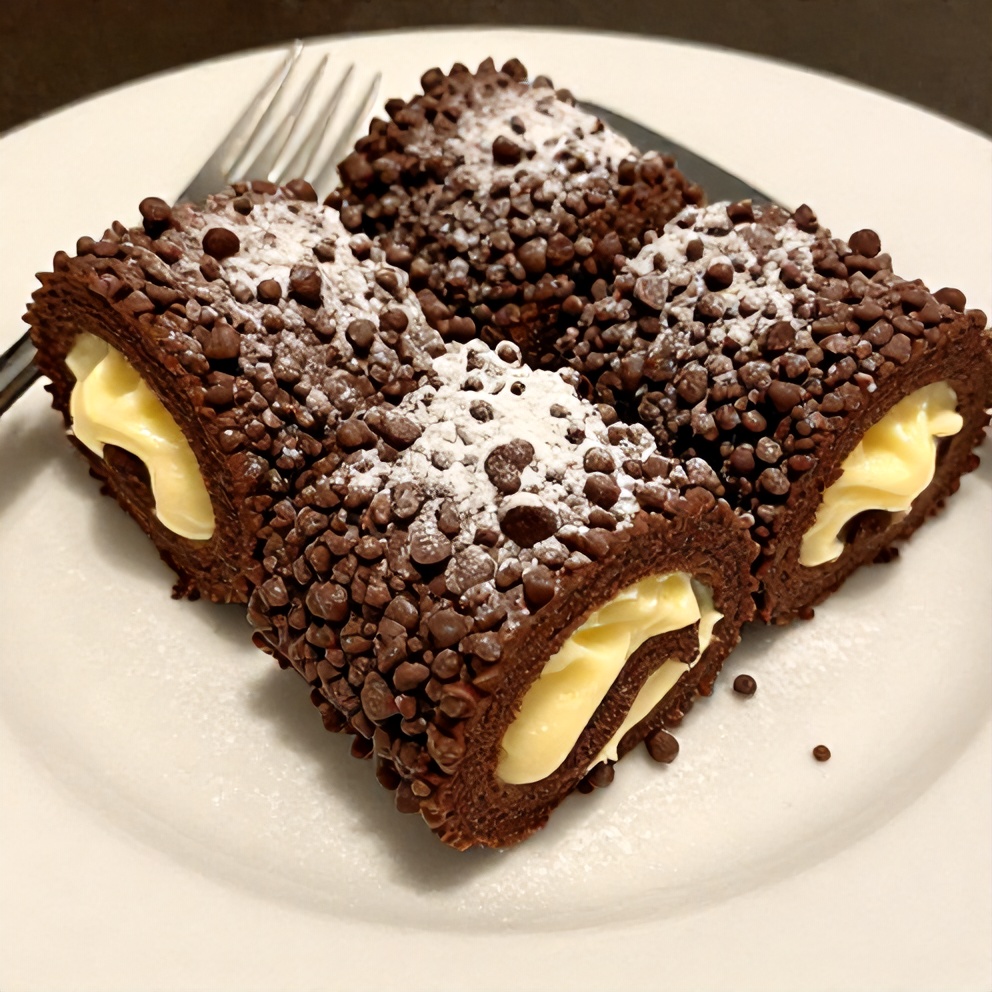 Chocolate Rolls with Vanilla Filling