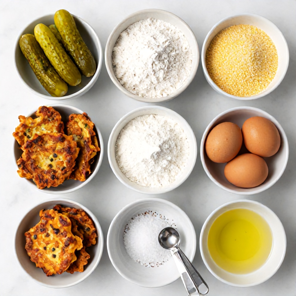 Raw ingredients for Dill Pickle Fritters