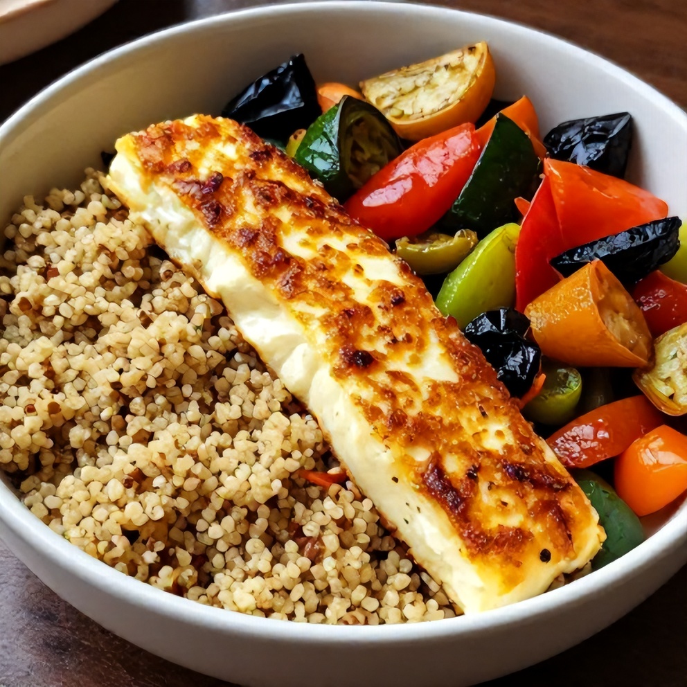 crispy halloumi bowl