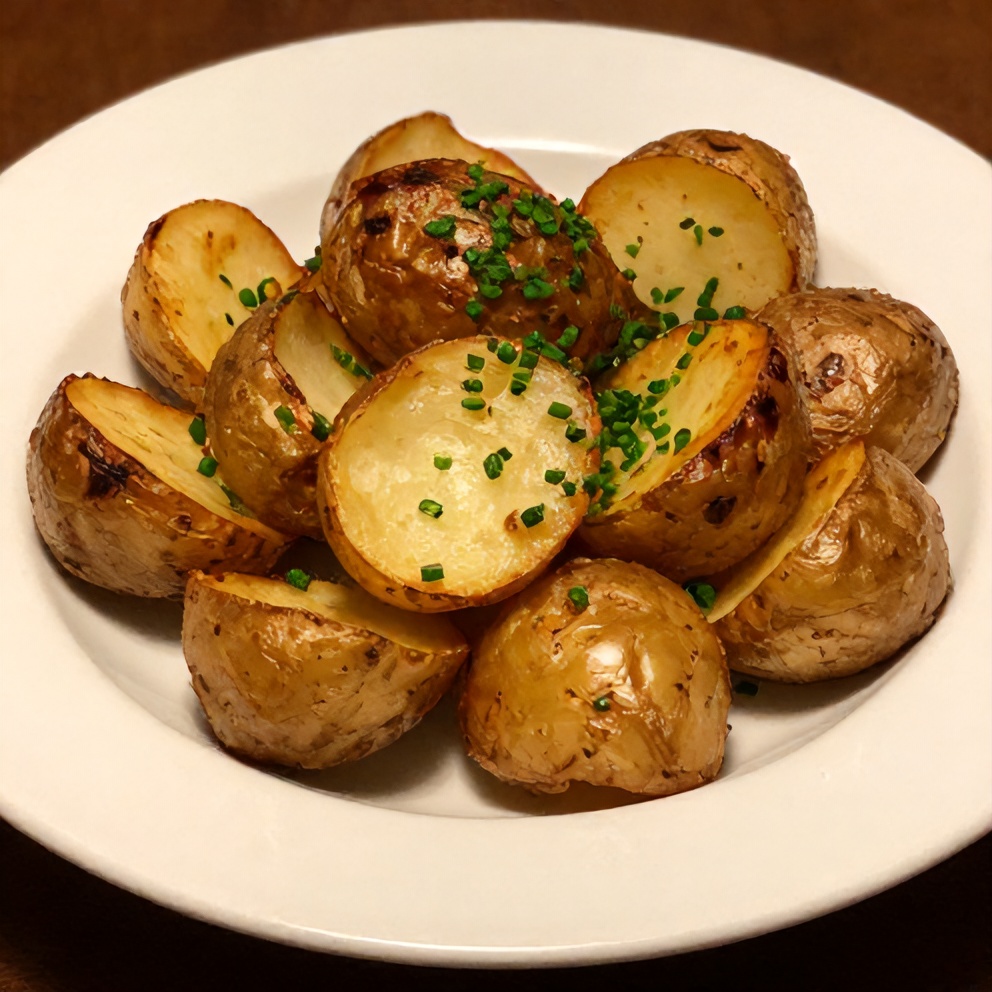 Plated crispy loaded baked potatoes