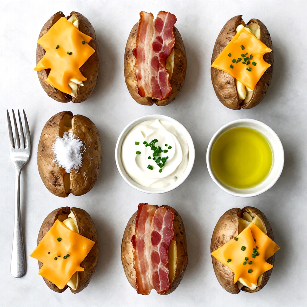 Raw ingredients for crispy loaded baked potatoes
