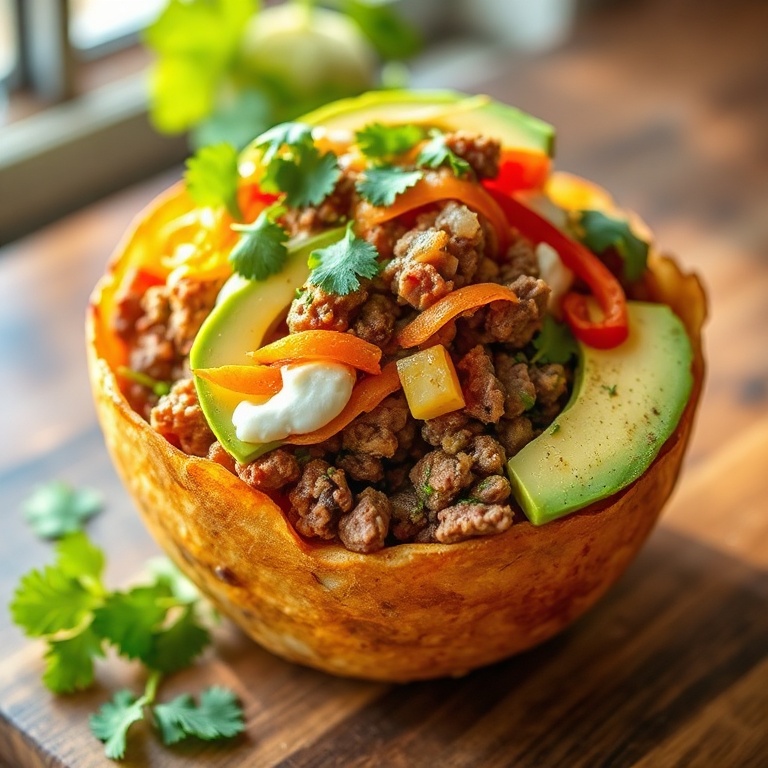 Crispy Loaded Potato Taco Bowl