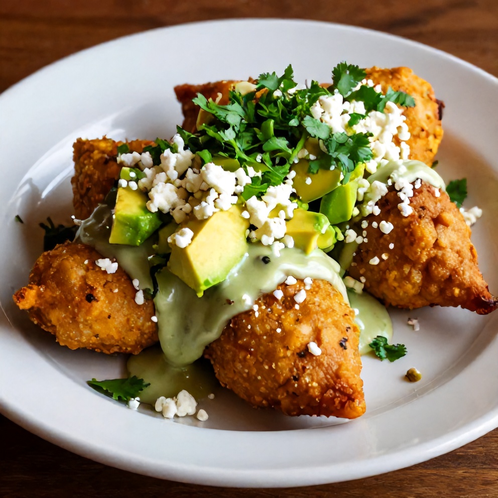 Plated Mexican Street Corn Fritters with Spicy Lime Sauce