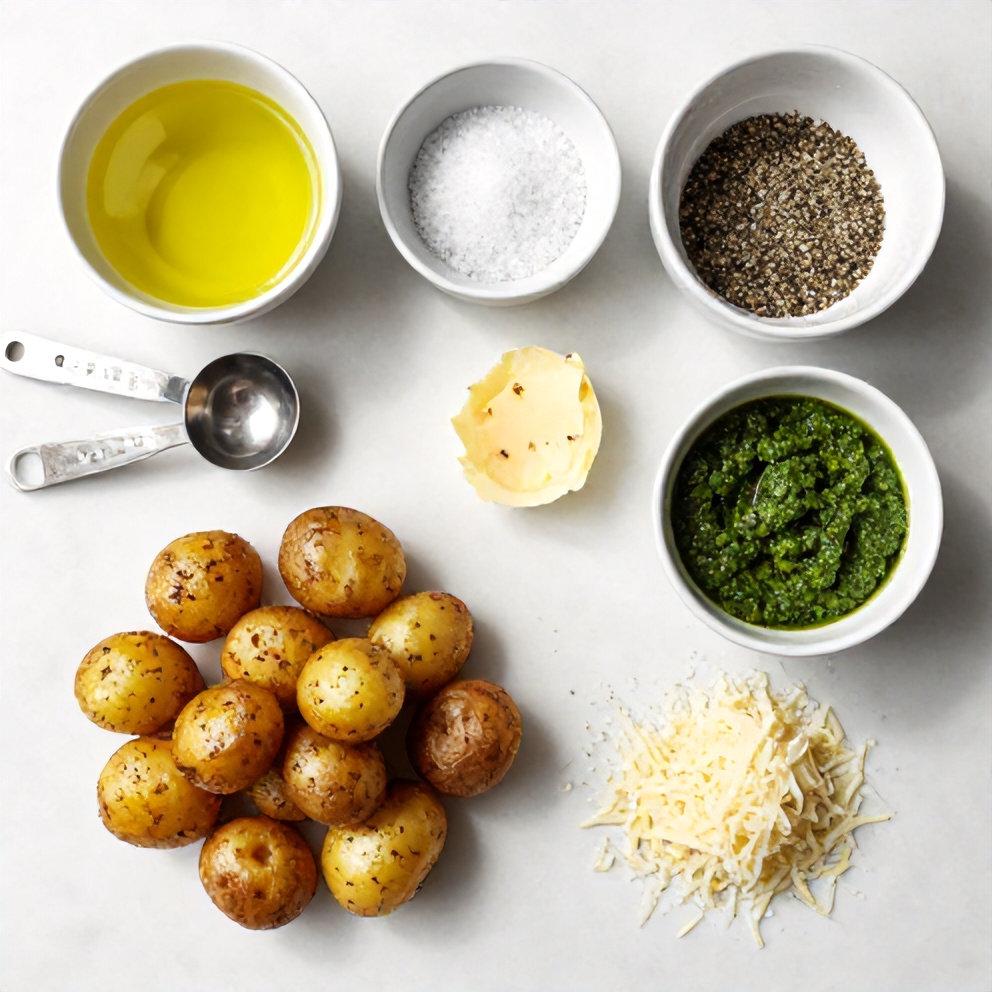 Raw Ingredients for Crispy Parmesan Pesto Roasted Potatoes