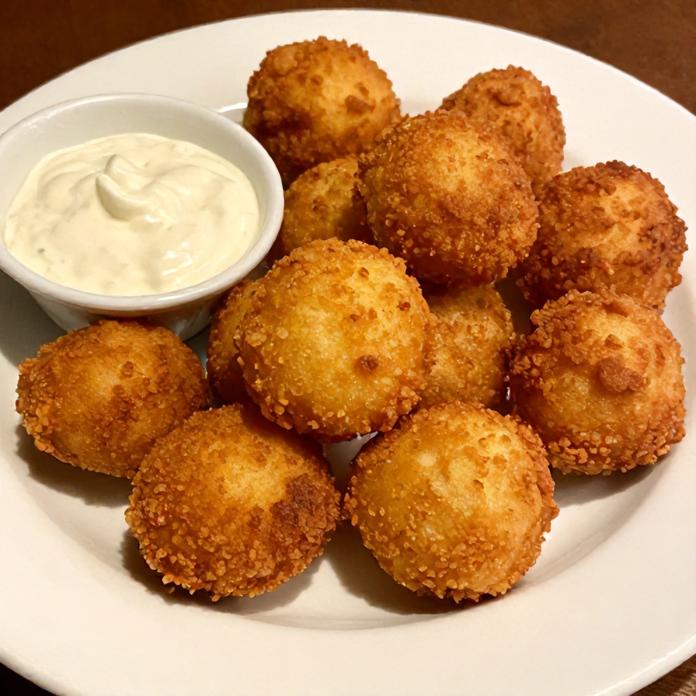 Plated Hushpuppies with tartar sauce