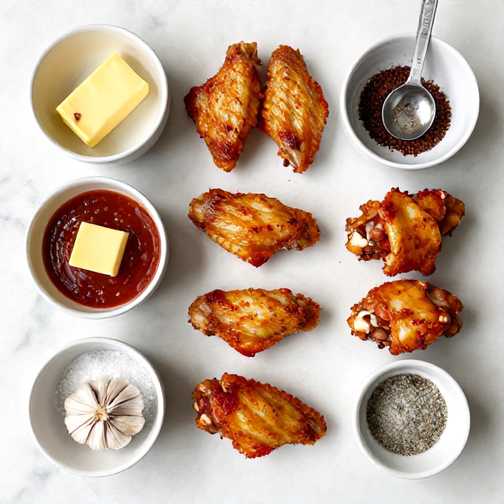 Raw ingredients for crispy spicy oven baked chicken wings