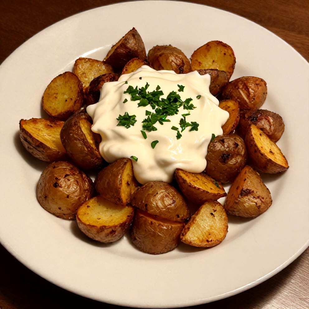 Plated serving of Crispy Za’atar Smashed Potatoes