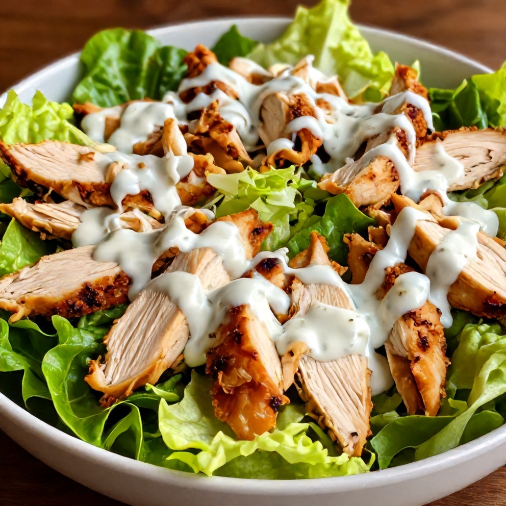 Plated Buffalo Chicken Salad with Ranch Dressing