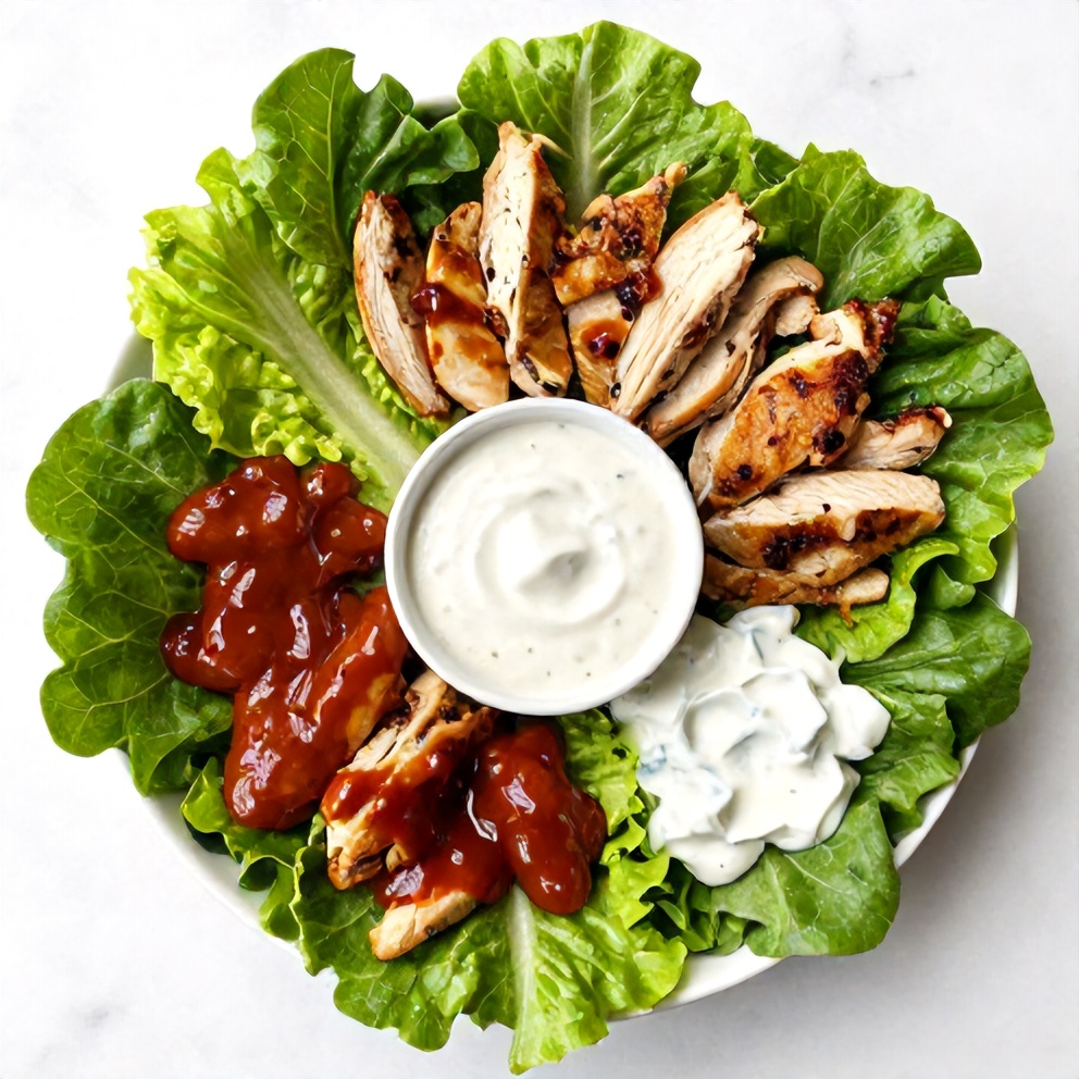 Buffalo Chicken Salad Ingredients Flat Lay
