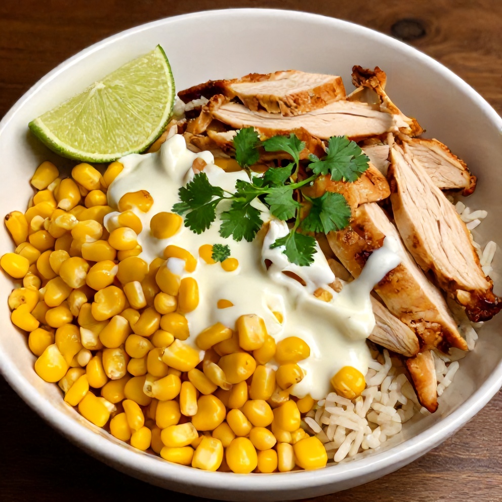 Easy 30-Minute Street Corn Chicken Rice Bowl Final Dish