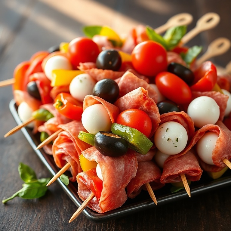 easy antipasto skewers