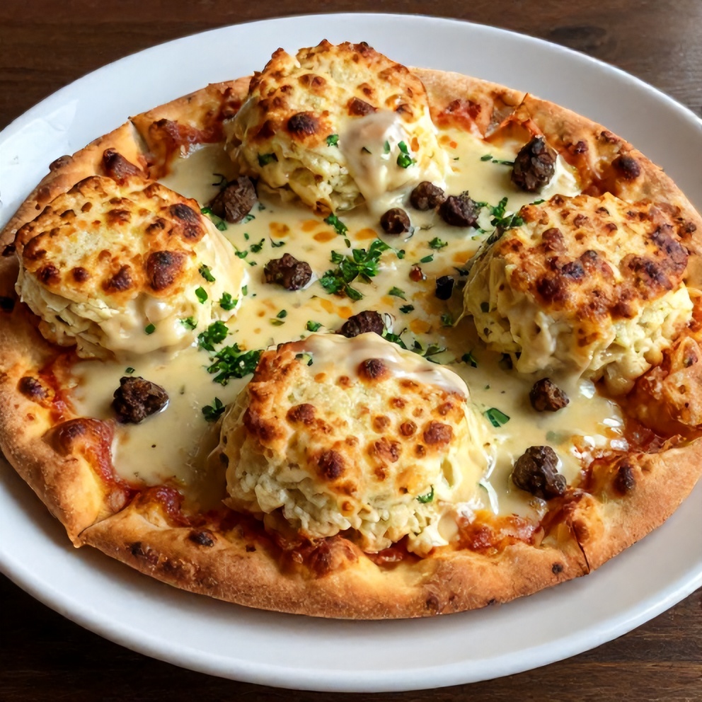 Biscuits and Sausage Gravy Breakfast Pizza