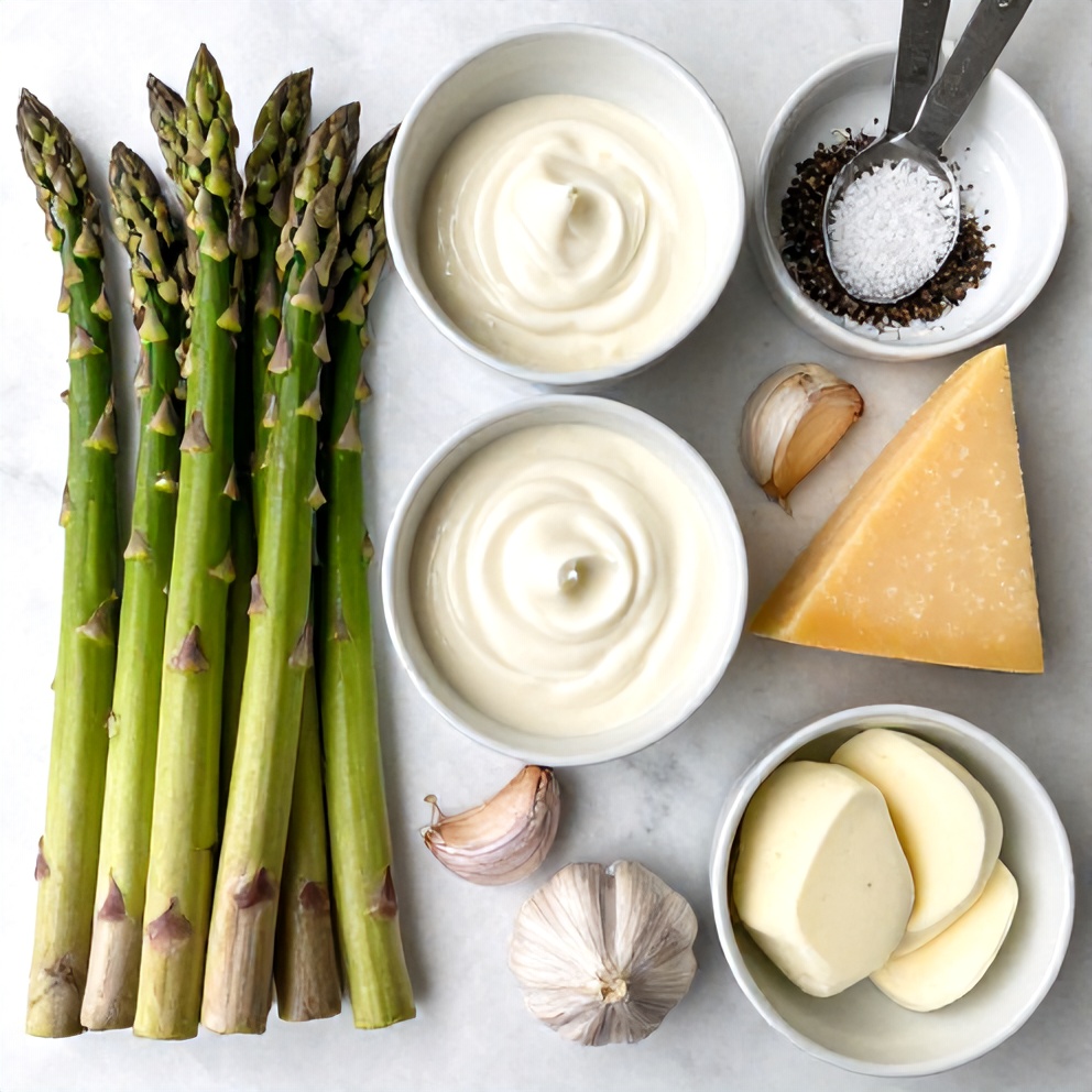 Raw Ingredients for Easy Cheesy Asparagus Casserole