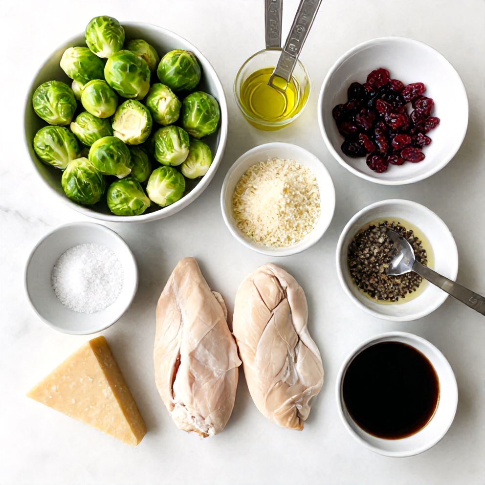 Raw ingredients for Chicken Brussels Sprout Salad