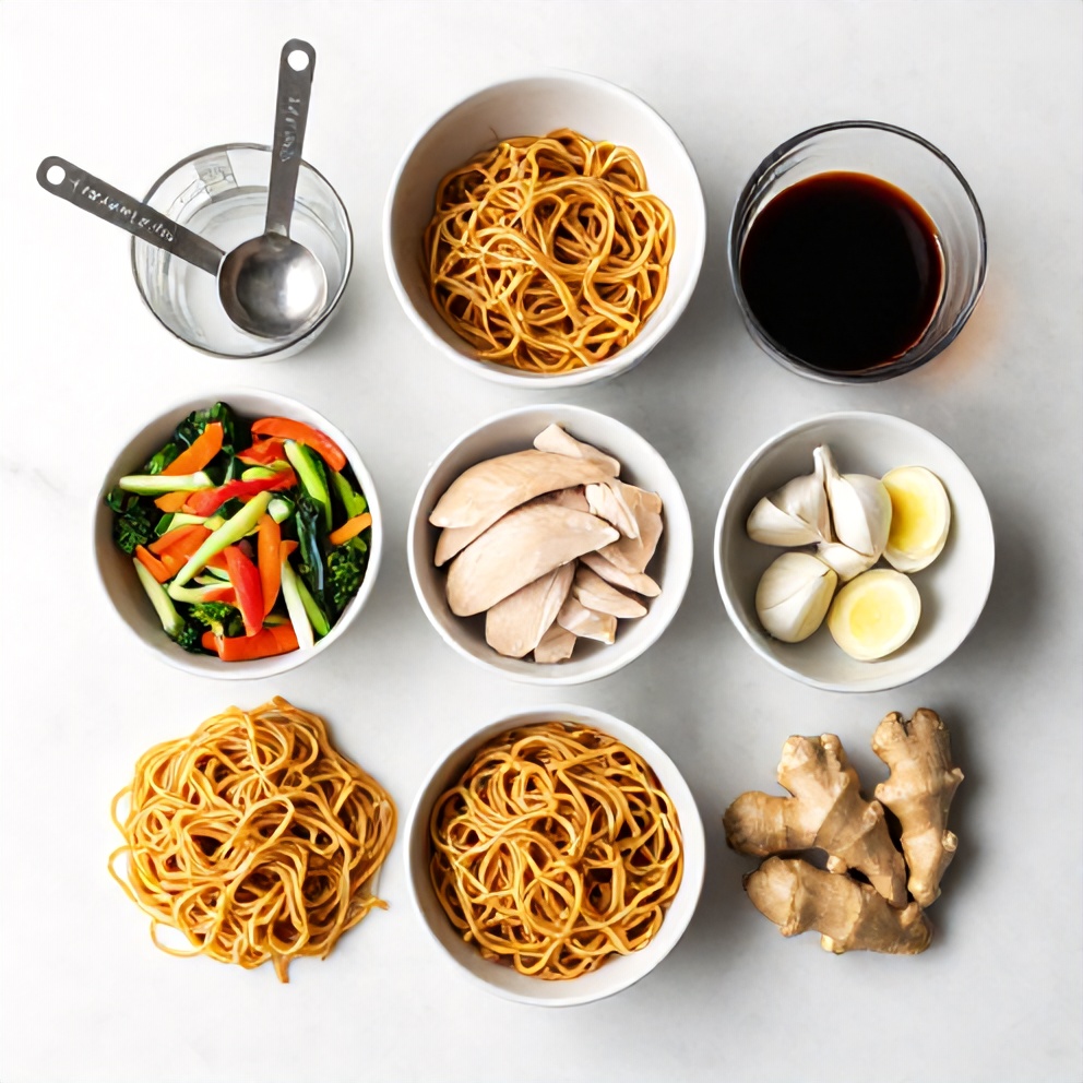 Raw ingredients for Easy Chinese Chow Mein