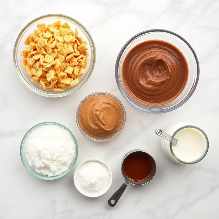 Ingredients for Easy Chocolate Peanut Butter Cornflake Bites