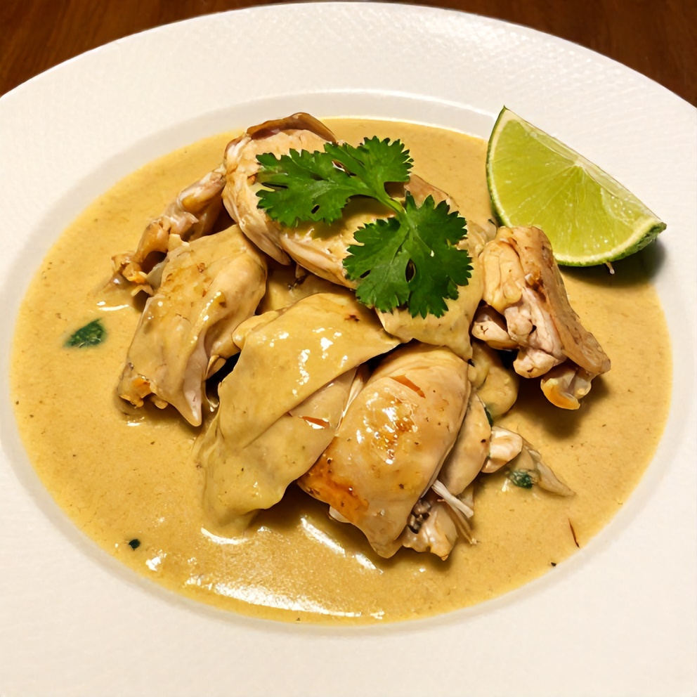 Plated coconut chicken